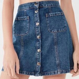 BDG Urban Outfitters Blue Denim Button Front Mini Skirt M Wash Small Indie Retro